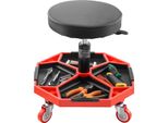 Vevor Sgabello Da Officina Pieghevole (136 Kg), Sedile Da Garage, Sgabello Da Lavoro, Regolabile In Altezza (420-550 Mm), Adatto Per Officina, Riparazione Auto, Nero + Rosso