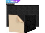 Aopunly 24 Pezzi Di Schiuma Acustica Tappetini Di Schiuma Acustica Quadrati 30 X 30 X 2,5 Cm Tappetini Di Isolamento Acustico Per Piastrelle Di Schiuma Efficace Nero