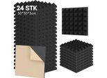 Tolletour 24 Pezzi Di Schiuma Acustica Tappetini Di Schiuma Acustica Piramide 30 X 30 X 5Cm Tappetini Di Isolamento Acustico Per Piastrelle Di Schiuma Efficace Nero