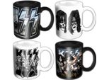 Kiss - Tazza Da Caffè, Set Di Disegni Assortiti - Confezione Da 4 RO13352 (Taglia Unica) (Bianco/Nero)