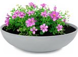 Fioriera Rotonda Bulbosa Da 37 Cm Per Esterni, Grigio Chiaro Marmorizzato