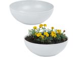 Fioriera Rotonda Bulbosa Da 20 Cm Per Esterni, Grigio Chiaro Marmorizzato