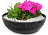 Fioriera Rotonda Bulbosa Da 25 Cm Per Esterni, Nero Marmorizzato