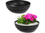 Fioriera Rotonda Bulbosa Da 25 Cm Per Esterni, Nero Marmorizzato
