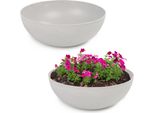 Fioriera Rotonda Bulbosa Da 25 Cm Per Esterni, Grigio Chiaro Marmorizzato