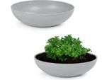 Fioriera Rotonda Bulbosa Da 30 Cm Per Esterni, Grigio Chiaro Marmorizzato