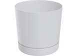 3.10 Tubo Vaso Da Fiori In Plastica - Ca. Ø 47 X 43,5 Cm - Vaso Per Piante Con Piattino - Colore: Bianco
