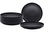 1.06 Eleganti Piatti Da Portata Con Bordo - Set Di 6 / Ca. Ø 27 Cm - Piatti Grandi In Nero Opaco (6/27Cm/ Bordo)