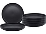 1.06 Eleganti Piatti Da Portata Con Bordo - Set Di 6 / Ca. Ø 21 Cm - Piatti Piccoli In Nero Opaco (6/21Cm/ Bordo)