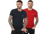 Emporio Armani - T-Shirt Girocollo Da Uomo (2 Pezzi) GT123 (Xl) (Blu Navy/Rosso)