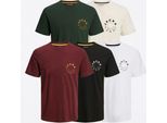 Jack And Jones - Maglietta "Warrior L"" Da Uomo (Confezione Da 5) GT376 (S) (Marrone/Nero/Verde/Bianco/Grigio)"