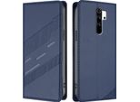 Custodia Per Xiaomi Redmi Note 8 Pro, Custodia A Portafoglio In Finto Cuoio Con Slot Per Schede E Funzione Stand Blau