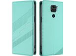 Custodia Per Xiaomi Redmi Note 9, Custodia A Portafoglio In Finto Cuoio Con Slot Per Schede E Funzione Stand TüRkis