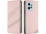 Custodia Per Xiaomi Redmi Note 12 4G, Custodia Portafoglio In Finto Cuoio Con Slot Per Schede E Funzione Stand Rosa
