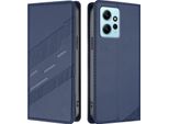 Custodia Per Xiaomi Redmi Note 12 4G, Custodia A Portafoglio In Finto Cuoio Con Slot Per Schede E Funzione Stand Blau