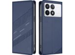 Custodia Per Xiaomi Redmi K70 Ultra, Custodia A Portafoglio In Finto Cuoio Con Slot Per Schede E Funzione Stand Blau