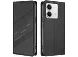 Custodia Per Xiaomi Redmi Note 13 5G, Custodia A Portafoglio In Finto Cuoio Con Slot Per Schede E Funzione Stand Schwarz
