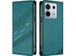 Custodia Per Xiaomi Redmi Note 13 Pro 5G/Poco X6, Custodia A Portafoglio In Finto Cuoio Con Slot Per Schede E Funzione Stand GrüN