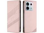 Custodia Per Xiaomi Redmi Note 13 Pro 5G/Poco X6, Custodia Portafoglio In Finto Cuoio Con Slot Per Schede E Funzione Stand Rosa