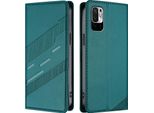 Custodia Per Xiaomi Redmi Note 10 5G/Poco M3 Pro, Custodia A Portafoglio In Finto Cuoio Con Slot Per Carte E Funzione Stand GrüN