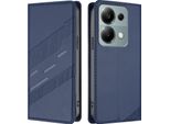 Custodia Per Xiaomi Redmi Note 13 Pro 4G/Poco M6 Pro 4G, Custodia A Portafoglio In Finto Cuoio Con Slot Per Schede E Funzione Stand Blau