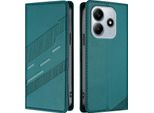 Custodia Per Xiaomi Redmi Note 14 4G, Custodia A Portafoglio In Finto Cuoio Con Slot Per Schede E Funzione Stand GrüN