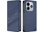 Custodia Per Xiaomi Redmi Note 14 4G, Custodia A Portafoglio In Finto Cuoio Con Slot Per Schede E Funzione Stand Blau