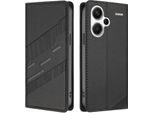 Custodia Per Xiaomi Redmi Note 13 Pro+ 5G, Custodia A Portafoglio In Finto Cuoio Con Slot Per Schede E Funzione Stand Schwarz