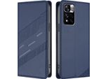 Custodia Per Xiaomi Redmi Note 11 Pro+ 5G, Custodia A Portafoglio In Finto Cuoio Con Slot Per Carte E Funzione Stand Blau