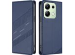 Custodia Per Xiaomi Redmi Note 13 4G, Custodia A Portafoglio In Finto Cuoio Con Slot Per Schede E Funzione Stand Blau