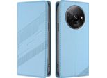 Custodia Per Xiaomi Redmi A3 / Poco C61, Custodia A Portafoglio In Finto Cuoio Con Slot Per Schede E Funzione Stand Hellblau