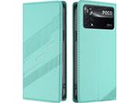 Custodia Per Xiaomi Poco X4 Pro 5G, Custodia A Portafoglio In Finto Cuoio Con Slot Per Carte E Funzione Stand TüRkis