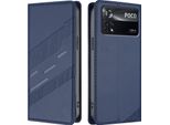 Custodia Per Xiaomi Poco X4 Pro 5G, Custodia A Portafoglio In Finto Cuoio Con Slot Per Carte E Funzione Stand Blau