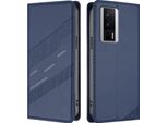 Custodia Per Xiaomi Redmi K60/K60 Pro/Poco F5 Pro, Custodia A Portafoglio In Finto Cuoio Con Slot Per Schede E Funzione Stand Blau