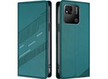 Custodia Per Xiaomi Redmi 10A/Redmi 9C, Custodia A Portafoglio In Finto Cuoio Con Slot Per Carte E Funzione Stand GrüN