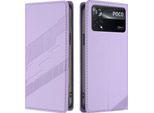 Custodia Per Xiaomi Poco X4 Pro 5G, Custodia A Portafoglio In Finto Cuoio Con Slot Per Schede E Funzione Stand Violett