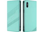 Custodia Per Xiaomi Redmi 9A, Custodia A Portafoglio In Finto Cuoio Con Slot Per Schede E Funzione Stand TüRkis