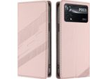 Custodia Per Xiaomi Poco X4 Pro 5G, Custodia Portafoglio In Finto Cuoio Con Slot Per Carte E Funzione Stand Rosa