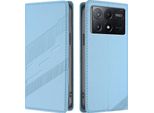 Custodia Per Xiaomi Poco X6 Pro, Custodia A Portafoglio In Finto Cuoio Con Slot Per Carte E Funzione Stand Hellblau