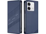 Custodia Per Xiaomi Redmi Note 13 5G, Custodia Portafoglio In Finto Cuoio Con Slot Per Schede E Funzione Stand Blau