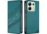 Custodia Per Xiaomi Redmi Note 13 4G, Custodia A Portafoglio In Finto Cuoio Con Slot Per Schede E Funzione Stand GrüN