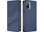 Custodia Per Xiaomi Redmi Note 10S/Note 10 4G, Custodia A Portafoglio In Finto Cuoio Con Slot Per Schede E Funzione Stand Blau