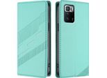 Custodia Per Xiaomi Poco X3 Gt, Custodia A Portafoglio In Finto Cuoio Con Slot Per Carte E Funzione Stand TüRkis