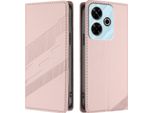 Custodia Per Xiaomi Redmi 13/Redmi 13 5G/Poco M6 4G/Poco M6 Plus, Custodia Portafoglio In Finto Cuoio Con Slot Per Schede E Funzione Stand Rosa
