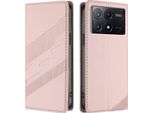 Custodia Per Xiaomi Poco X6 Pro, Custodia Portafoglio In Finto Cuoio Con Slot Per Carte E Funzione Stand Rosa