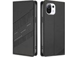 Custodia Per Xiaomi Mi 11 Lite/Mi Xiaomi 11 Lite 5G No, Custodia A Portafoglio In Finto Cuoio Con Slot Per Schede E Funzione Stand Schwarz