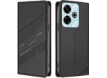 Custodia Per Xiaomi Redmi 13/Redmi 13 5G/Poco M6 4G/Poco M6 Plus, Custodia A Portafoglio In Finto Cuoio Con Slot Per Schede E Funzione Stand Schwarz