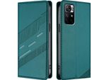 Custodia Per Xiaomi Poco M4 Pro 5G, Custodia A Portafoglio In Finto Cuoio Con Slot Per Carte E Funzione Stand GrüN