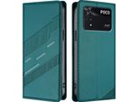 Custodia Per Xiaomi Poco M4 Pro 4G, Custodia A Portafoglio In Finto Cuoio Con Slot Per Carte E Funzione Stand GrüN
