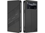 Custodia Per Xiaomi Poco X4 Pro 5G, Custodia A Portafoglio In Finto Cuoio Con Slot Per Schede E Funzione Stand Schwarz